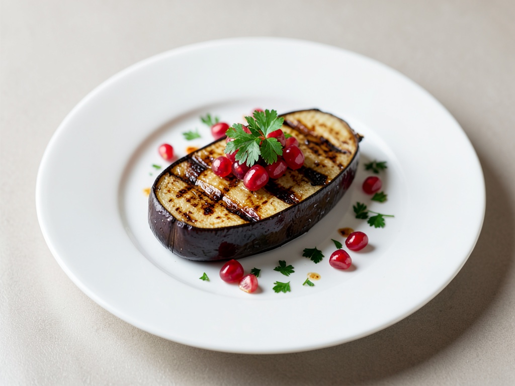 Melanzane alla griglia con melograno e prezzemolo