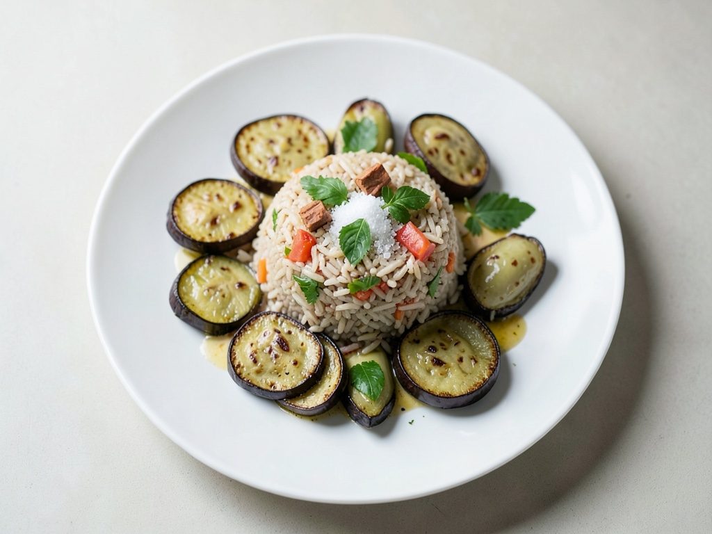 Melanzani al forno ripieni di riso e verdure