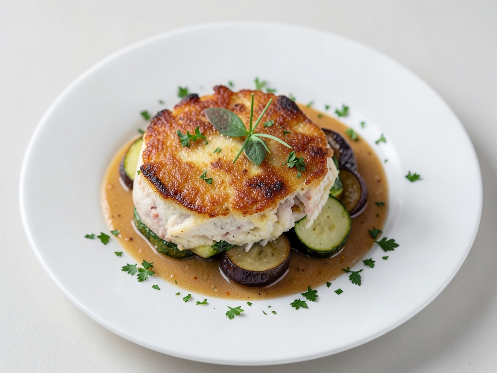 Gratin de cabillaud croustillant aux courgettes et aubergines