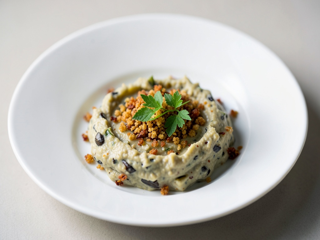 Crema di melanzane cremosa con pangrattato croccante