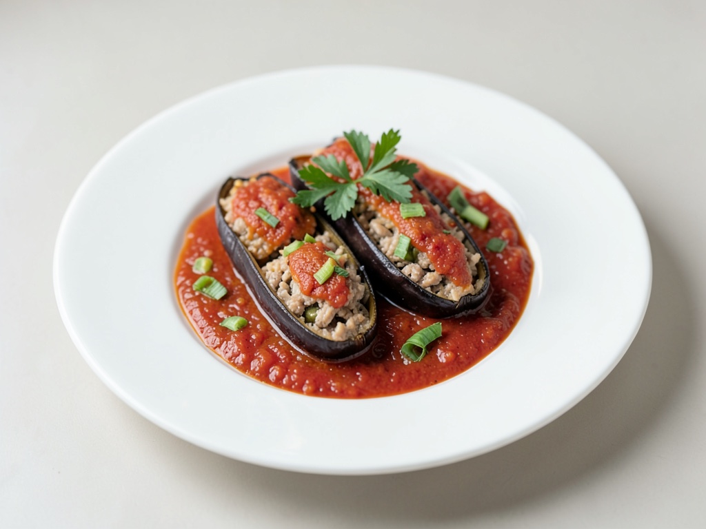 Rotoli di melanzane ripieni in salsa di pomodoro