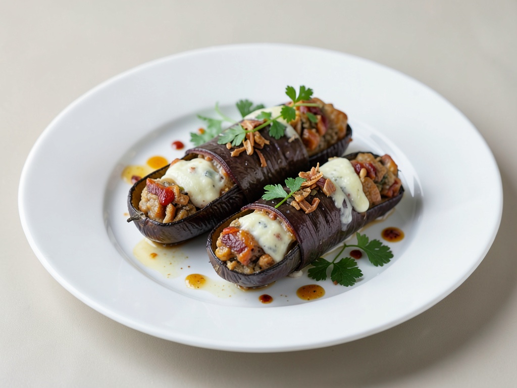 Rouleaux d'aubergines farcis au fromage de chèvre
