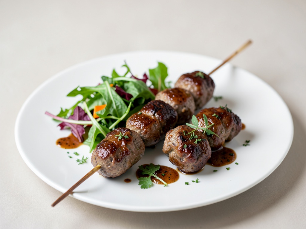 Spiedini di polpette con insalata croccante