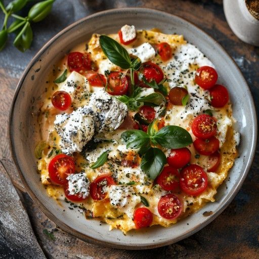 Cremiger Polenta-Auflauf mit Tomaten und Schafskäse