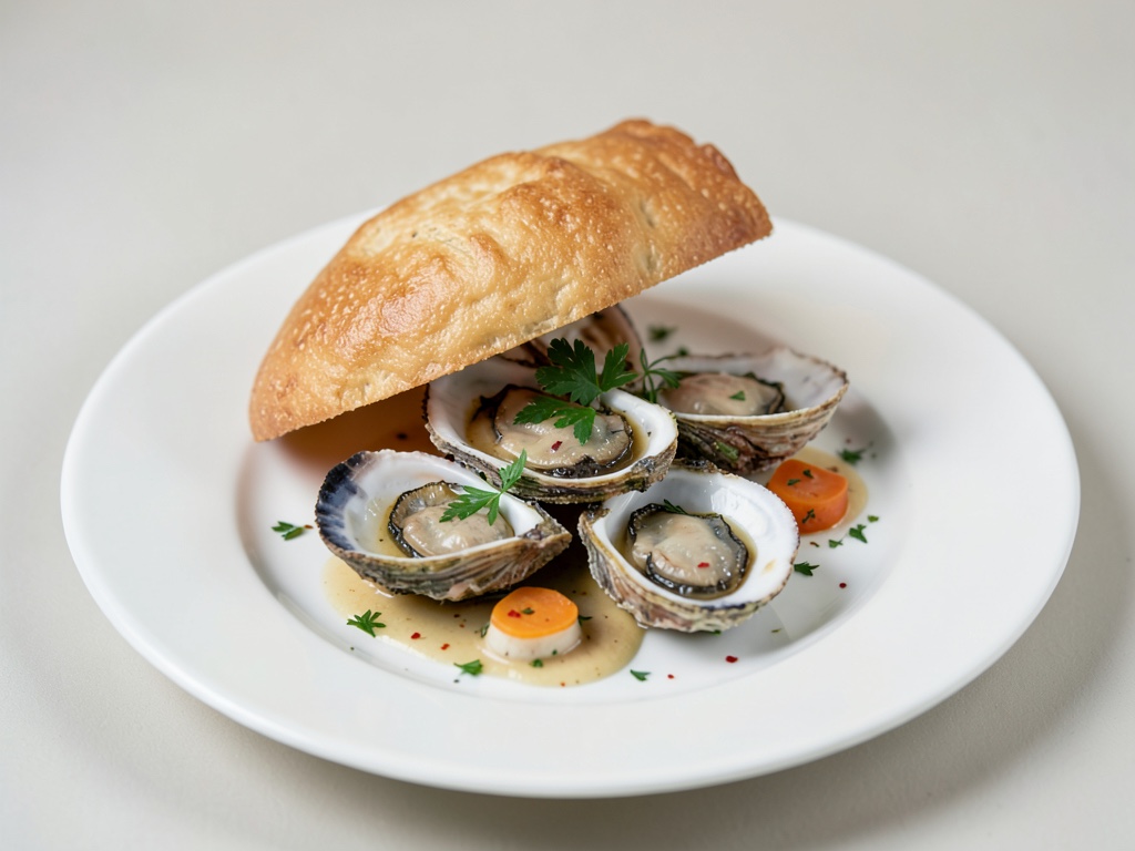 Ostriche con cappuccio di pasta sfoglia