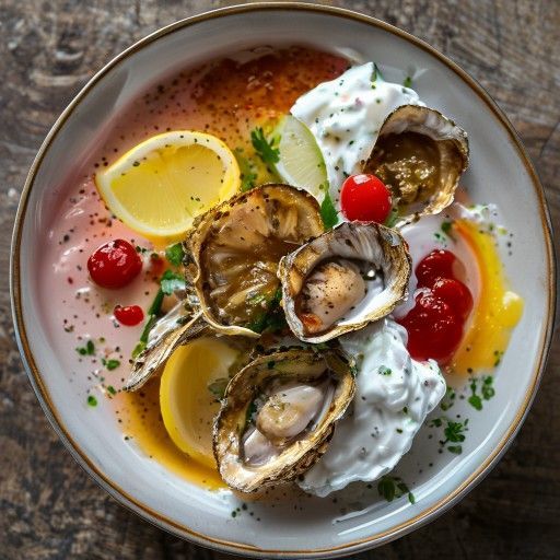 Huîtres avec trempette citron-tomate