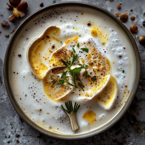 Zuppa cremosa di ostriche e schiuma con toast croccante