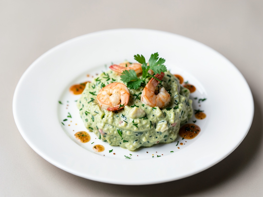 Dip cremoso all'avocado e coriandolo con gamberi