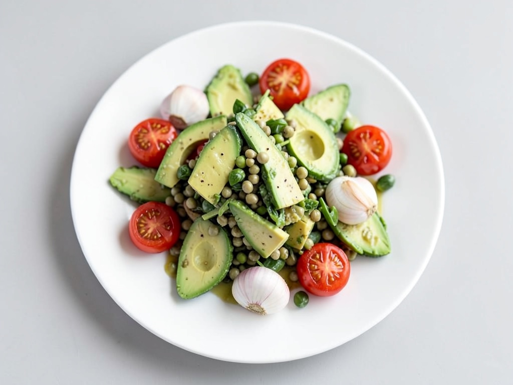 Insalata fresca con avocado e cozze