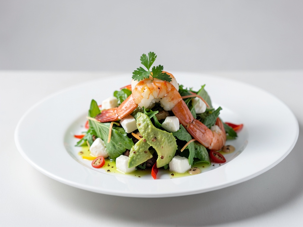 Insalata di avocado con gamberi e mozzarella