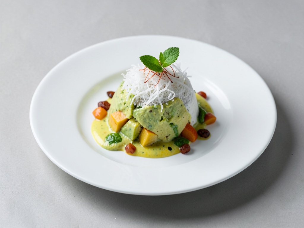 Cremige Avocado-Mango-Dessert mit Kokos