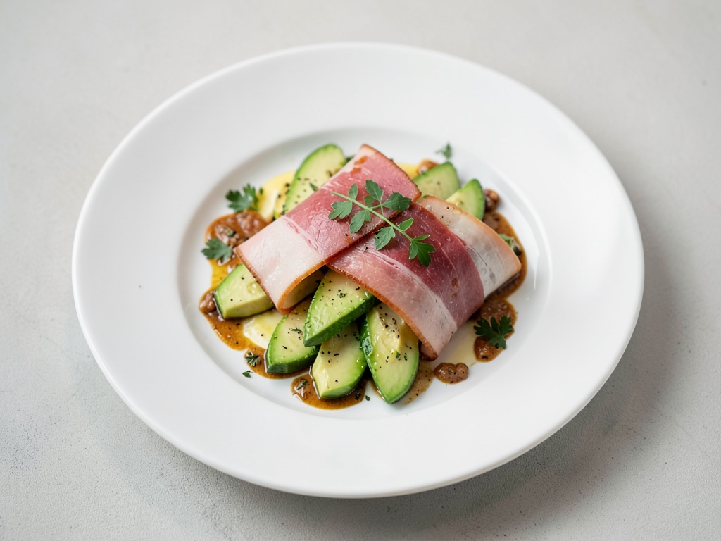 Fette di avocado avvolte nel prosciutto