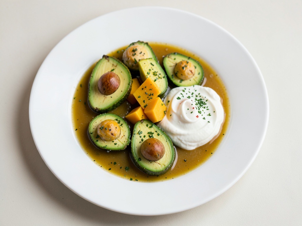 Zuppa cremosa di avocado e mango