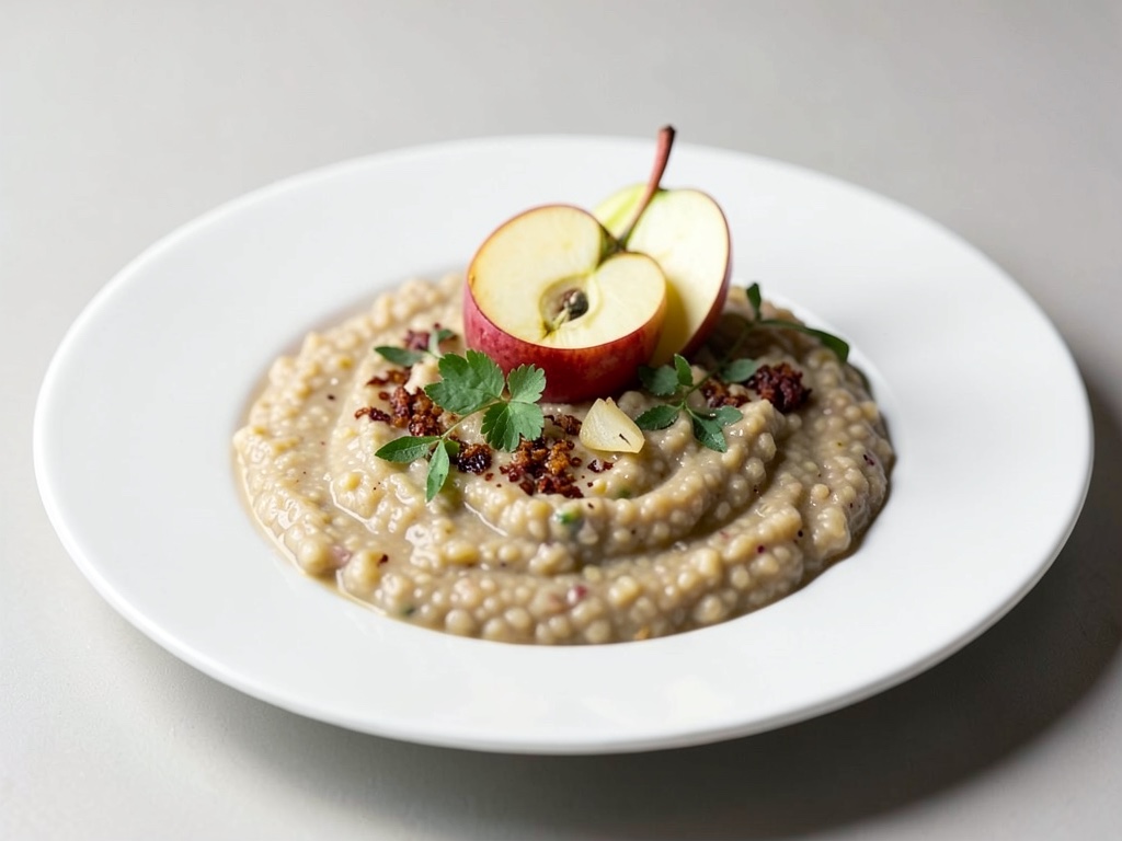 Desayuno ayurvédico con papilla de avena y manzanas