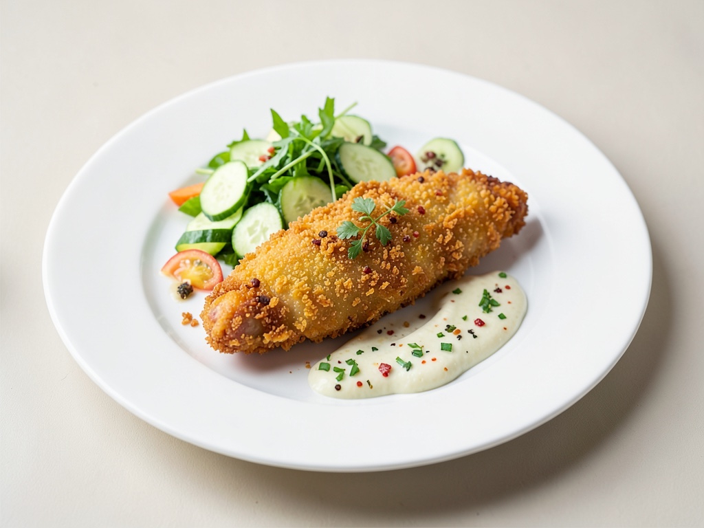 Knuspriger Fisch im Bierteig mit erfrischendem Gurkensalat