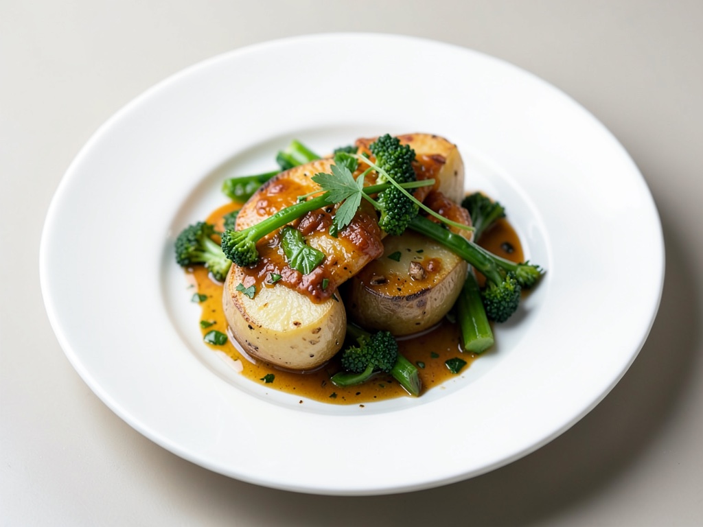 Patate al forno con verdure di bietola