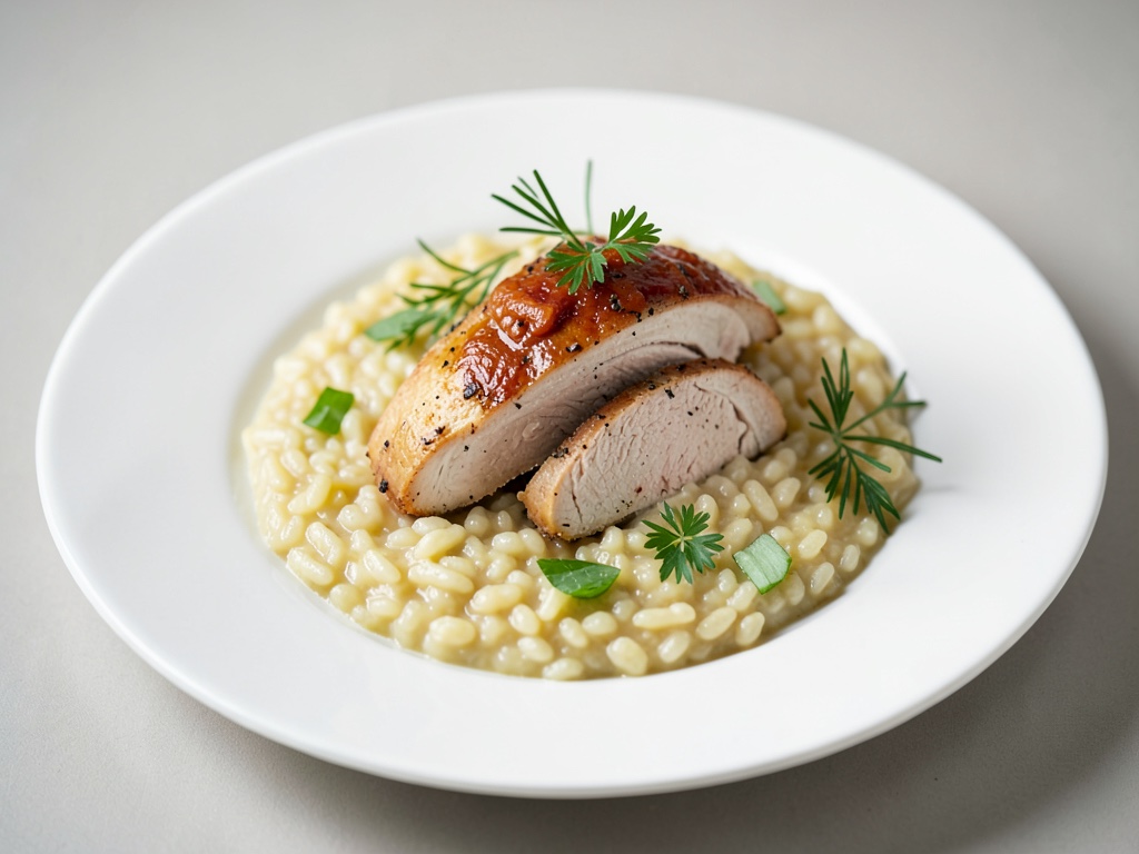 Risotto à l'ail des ours et au poulet farci