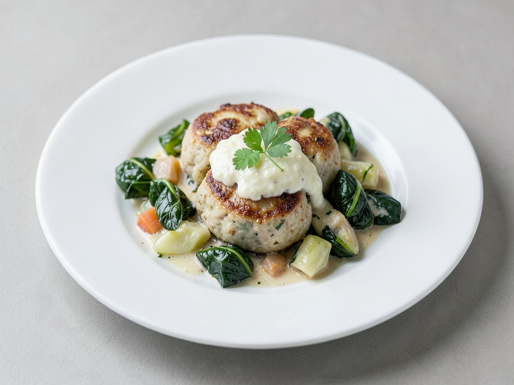 Boulettes d'ail des ours avec légumes à la crème