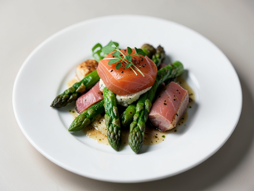 Basilico selvatico e asparagi verdi: Torta con salmone affumicato