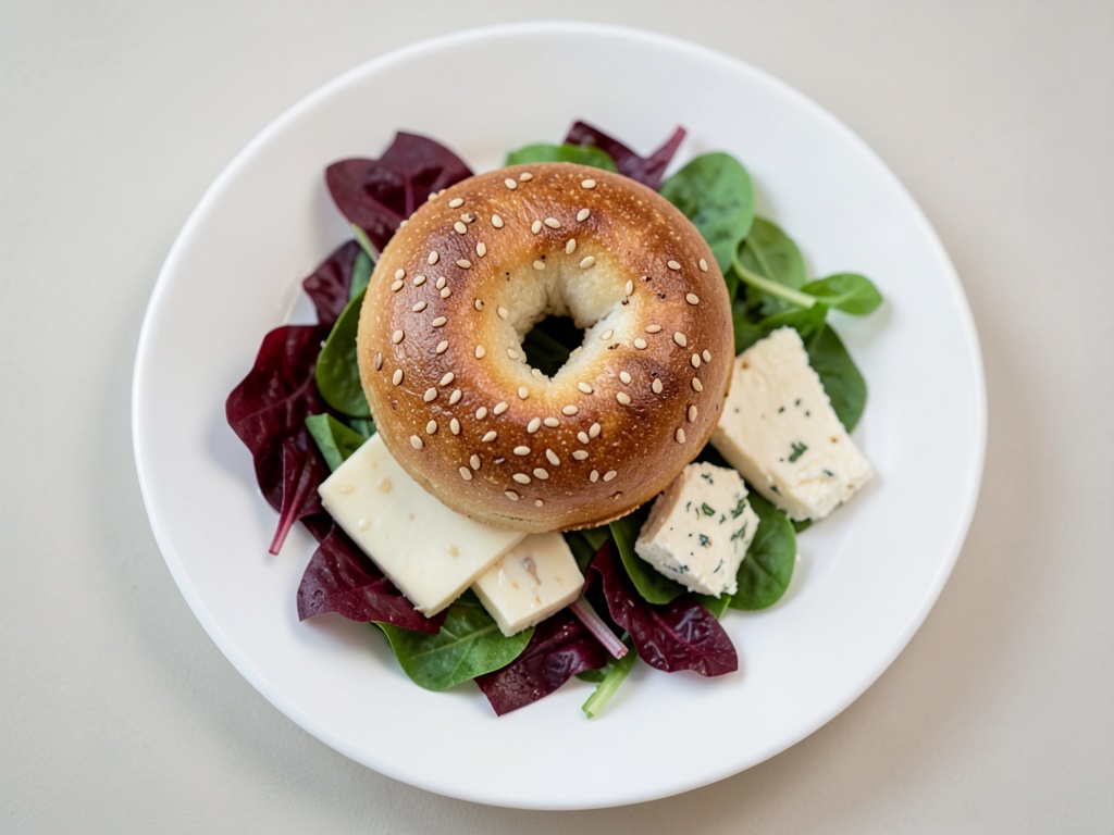 Bagel con queso y mostaza de higos