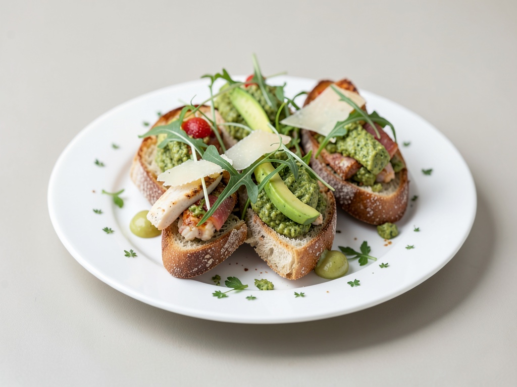 Sandwich al baguette con pollo, pesto di rucola, avocado e parmigiano