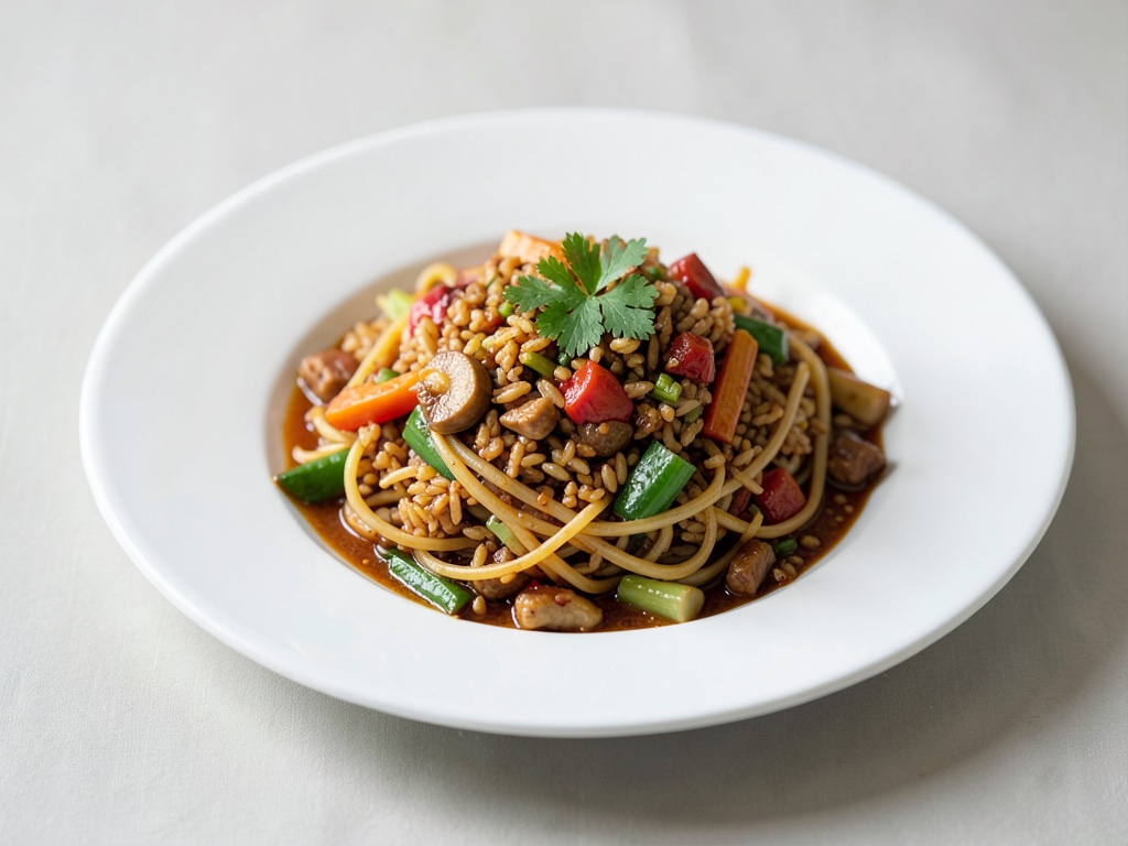 Verdure con noodles di riso piccanti