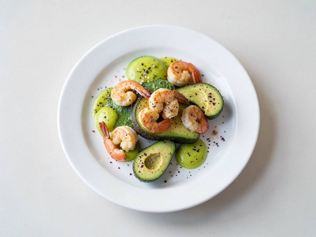 Bananaschalen croccanti con gamberi e crema di avocado
