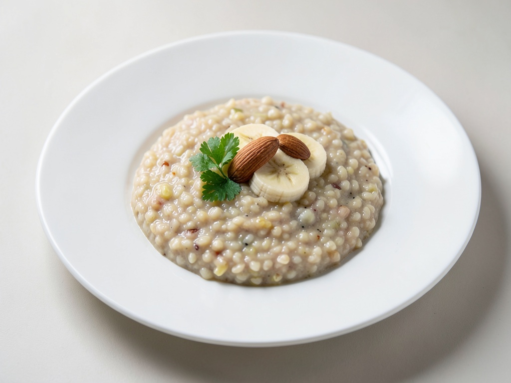 Cremiger Bulgur-Brei mit Banane und Mandel