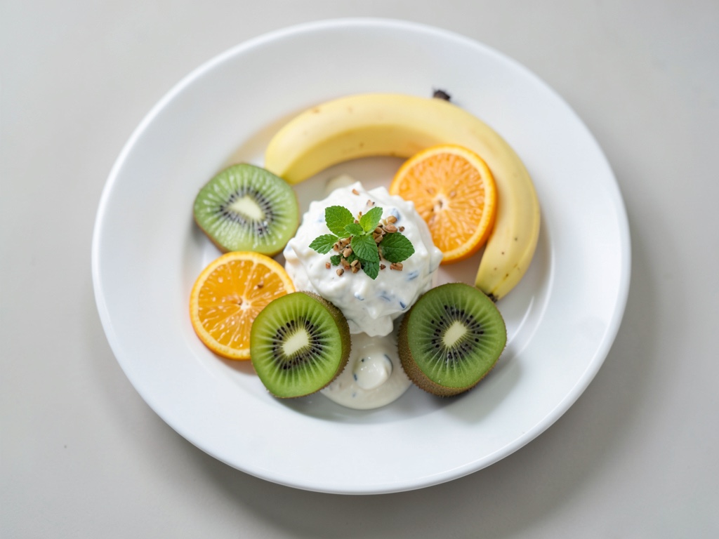 Quark-Banane mit Kiwi und Orange