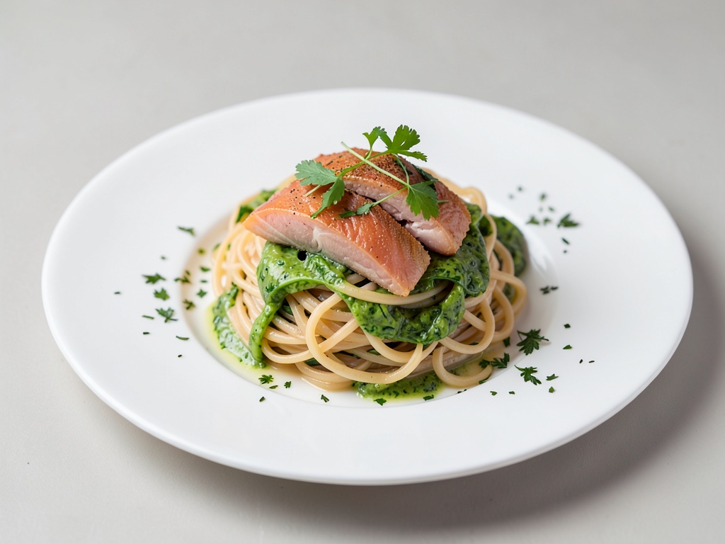 Tagliatelle con salsa al salmone e cicoria