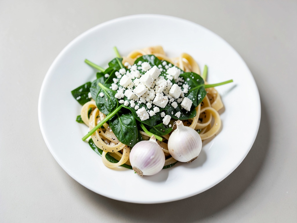 Tagliatelle con spinaci e feta