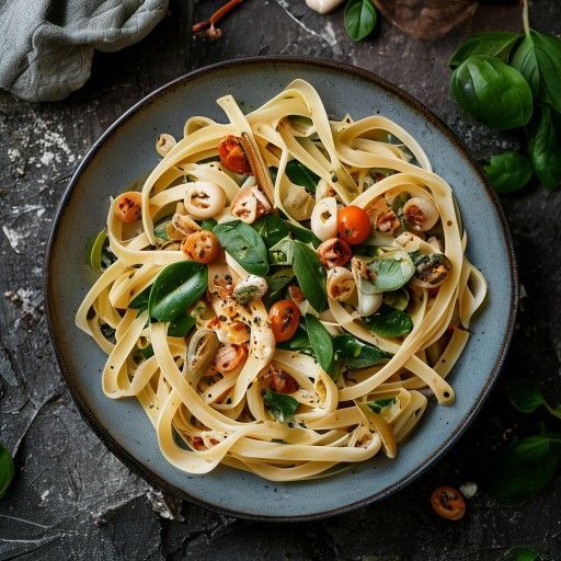 Tagliatelle con spinaci e noci di macadamia