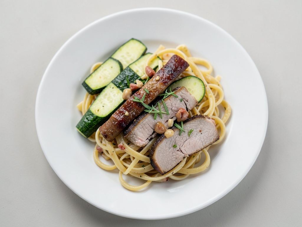 Tagliatelle con zucchine e striscioline di tacchino