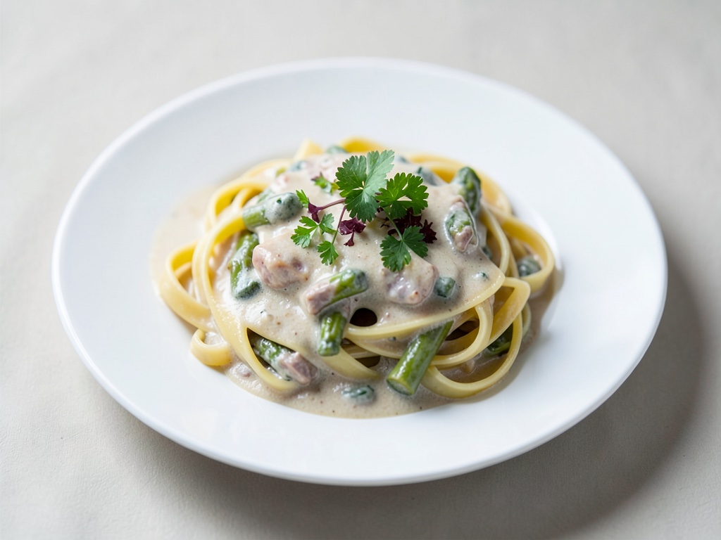 Bandnudeln mit cremigem Spargel-Cremesauce