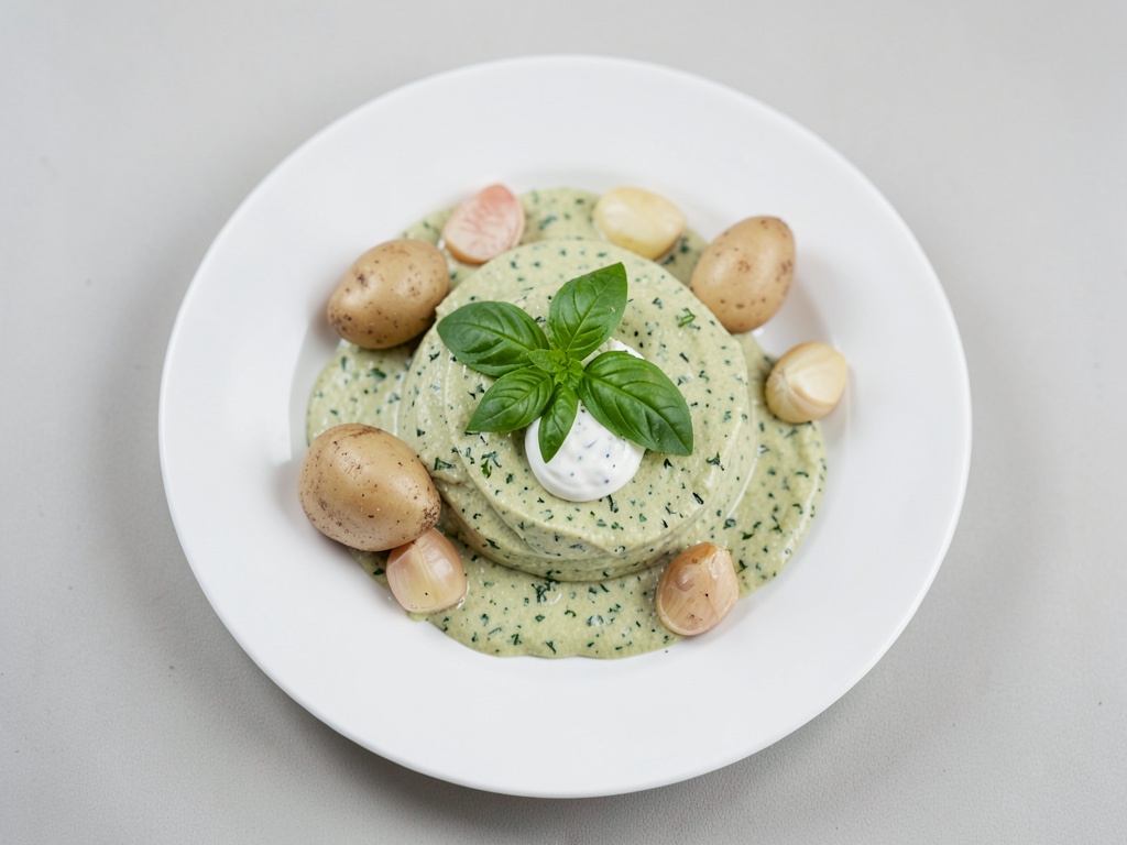 Masa cremosa de patata y albahaca