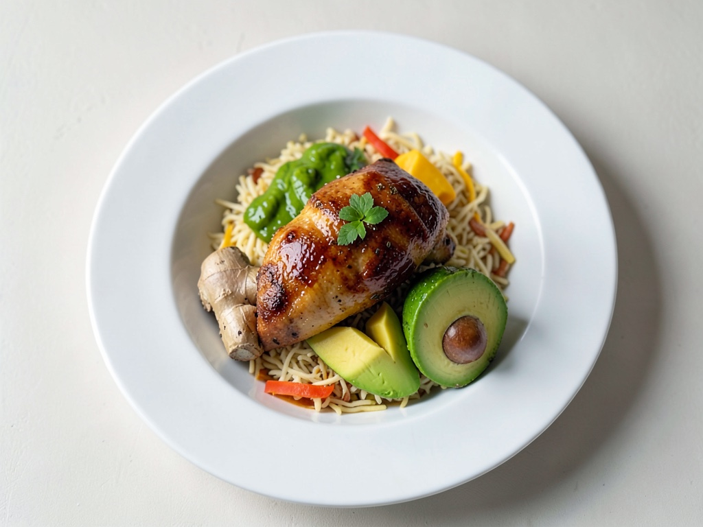 Ciotola di riso Basmati con pollo teriyaki, mango e avocado