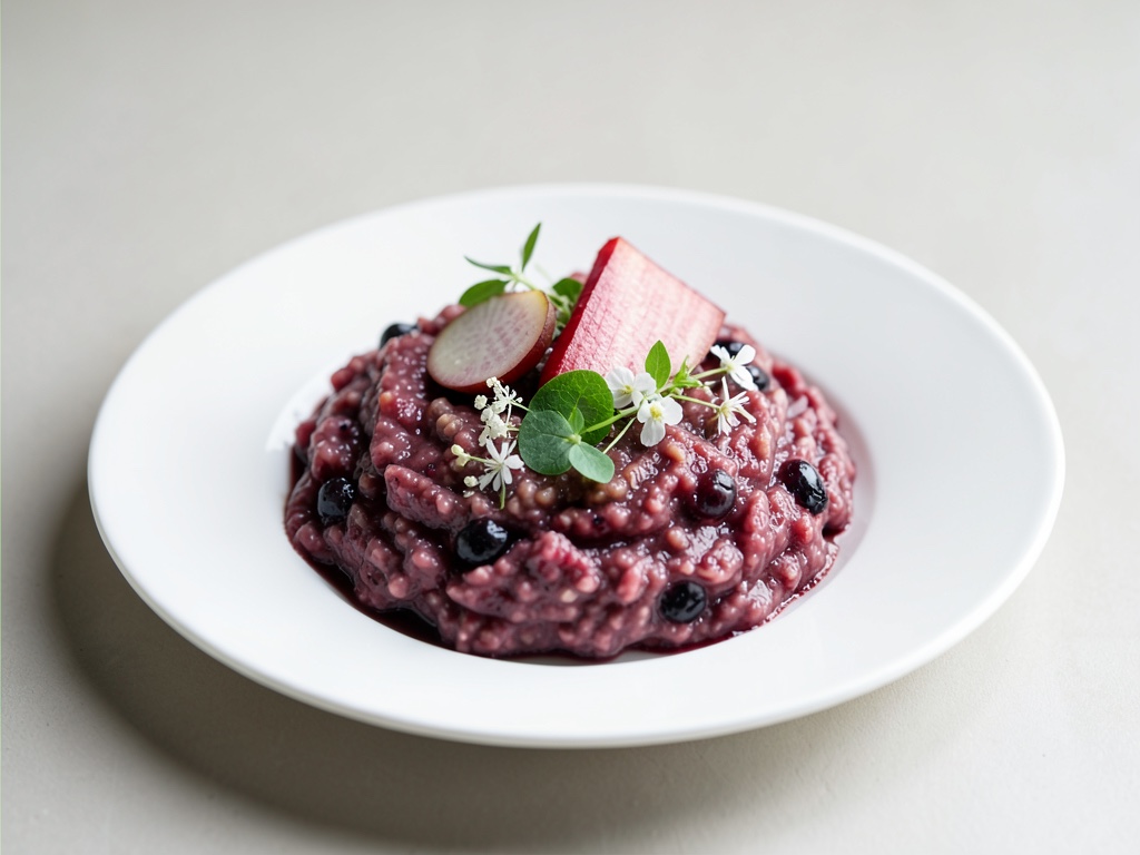 Porridge di frutti di bosco con rabarbaro e sambuco