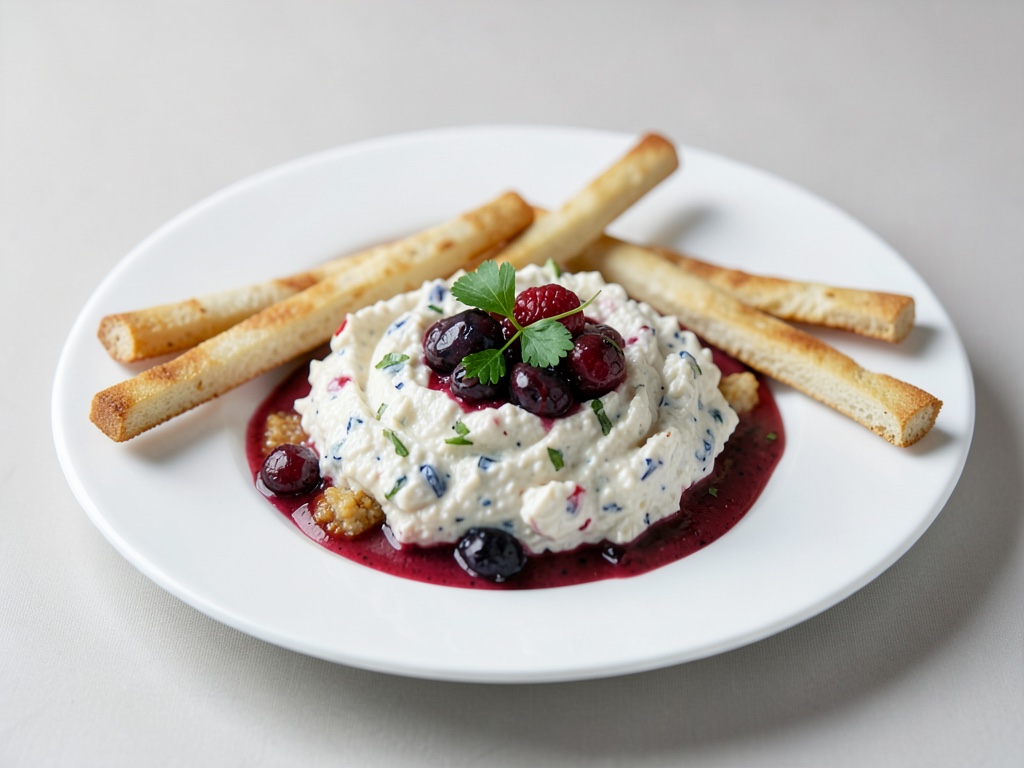 Beerenquark-Dip mit Brotstiften