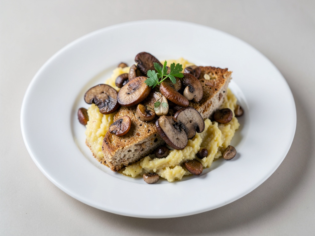Pane al purè di patate con porcini saltati