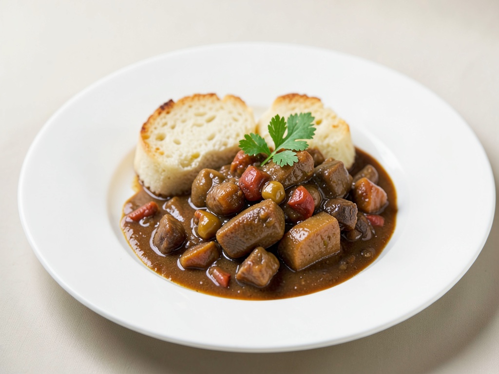 Gulasso alla birra con gnocchi di pane