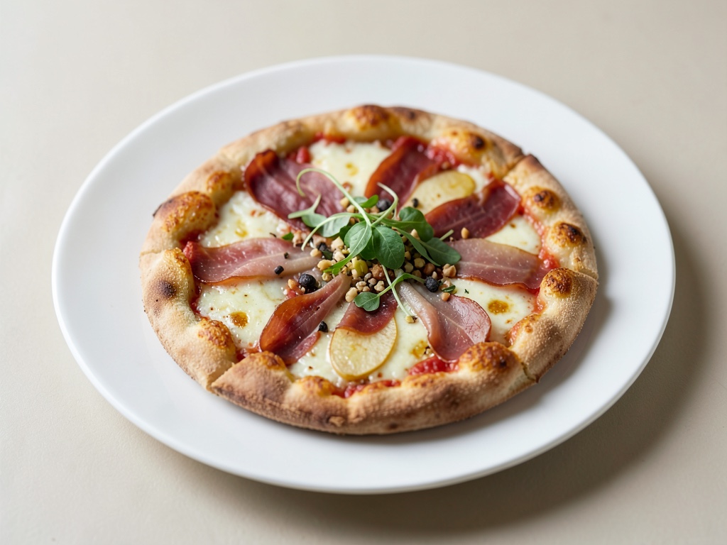 Pizza con pere e carne di Bündner