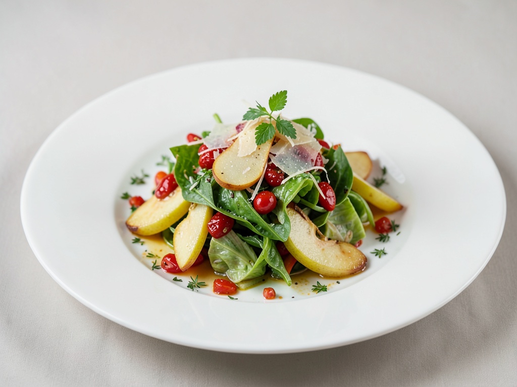 Insalata fresca di pere con peperoncino e parmigiano