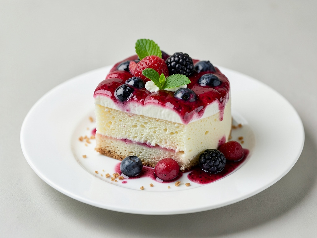 Gâteau aux baies et crème avec base de biscuit