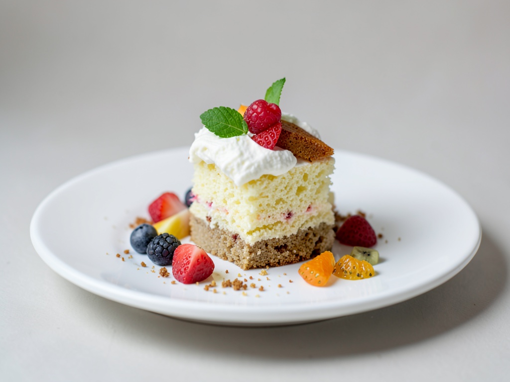 Pan di spagna con glassa di quark e frutta