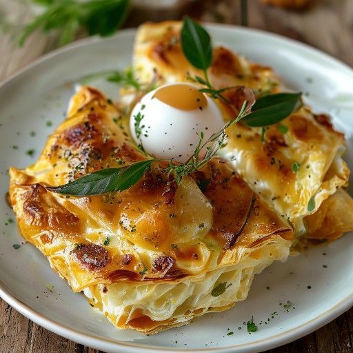 Tasca di pasta sfoglia con pesce e uova