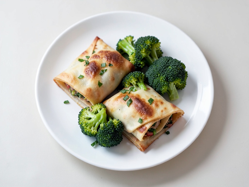 Rotoli croccanti di pasta sfoglia con verdure stufate e formaggio