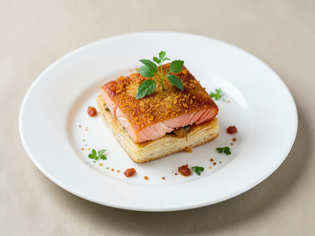 Tartina di salmone croccante su base di pasta sfoglia
