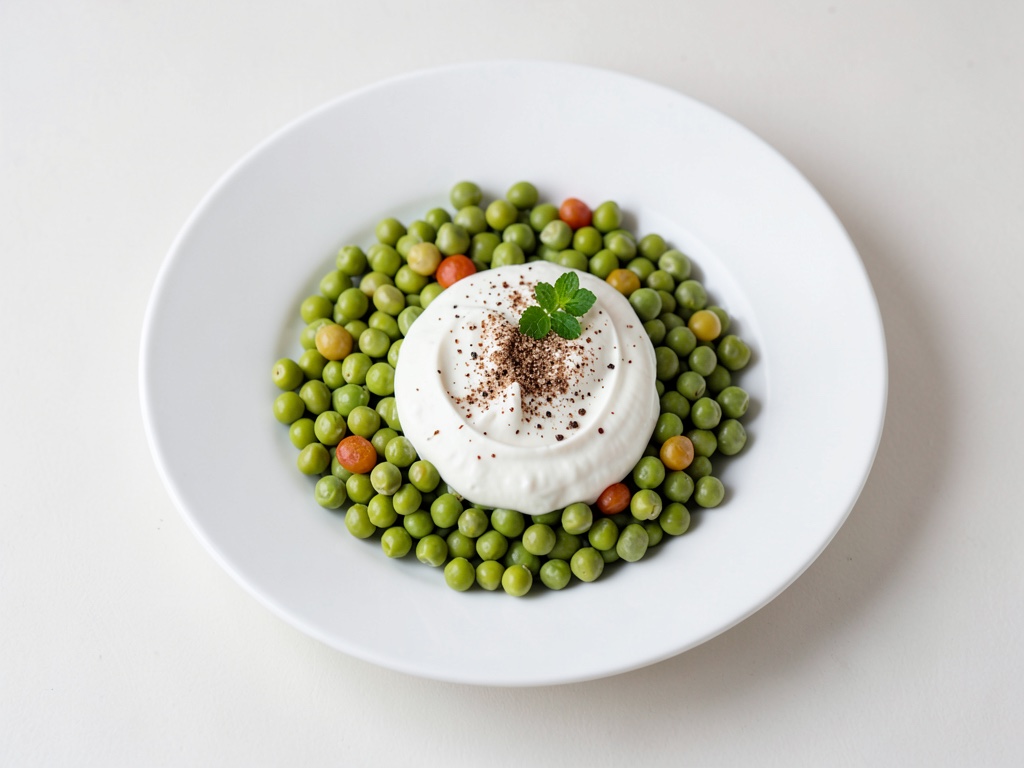 Giovani piselli teneri con dressing allo yogurt