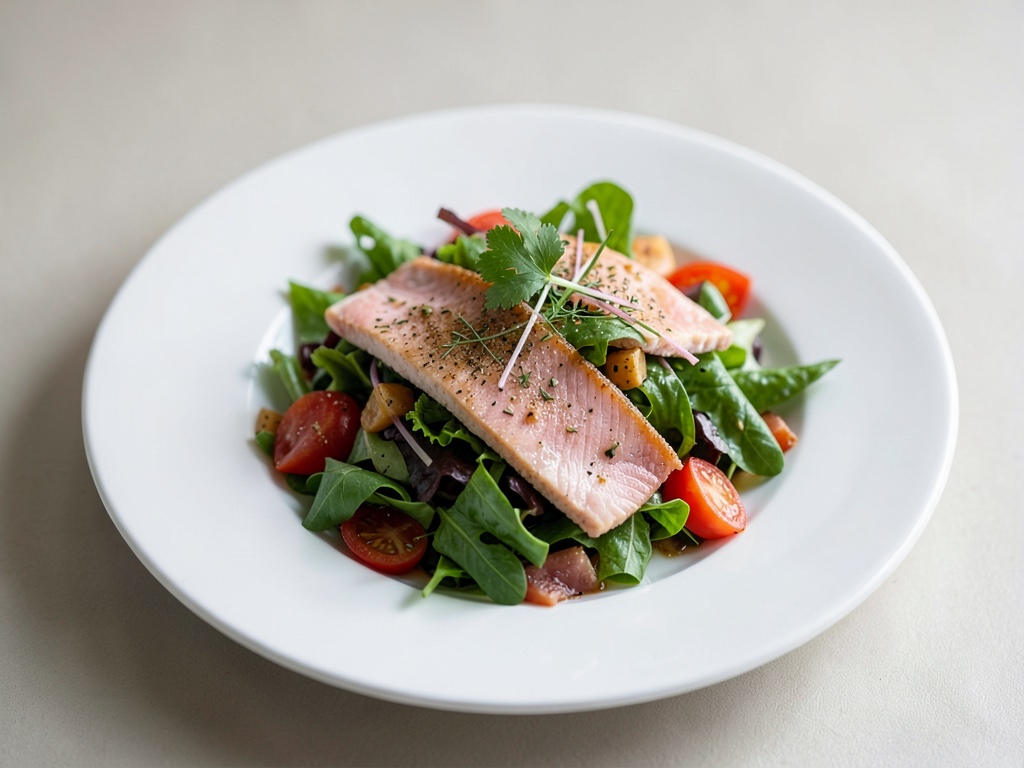 Salade mixte à la truite fumée