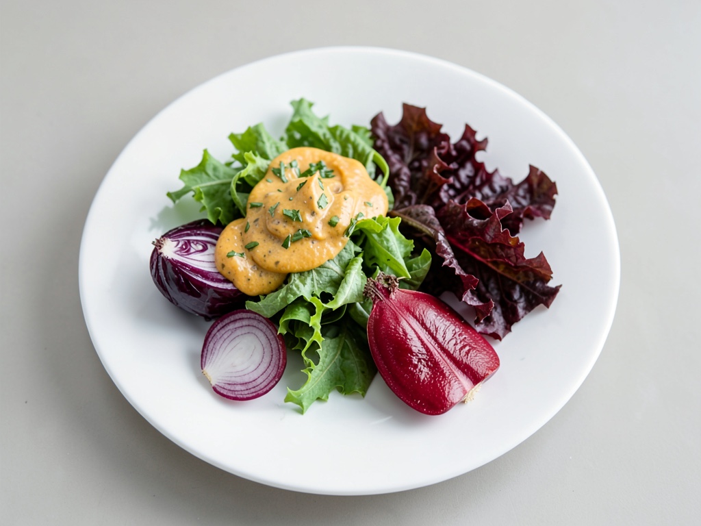 Insalata fresca di lattuga con finocchi e condimento alle arance